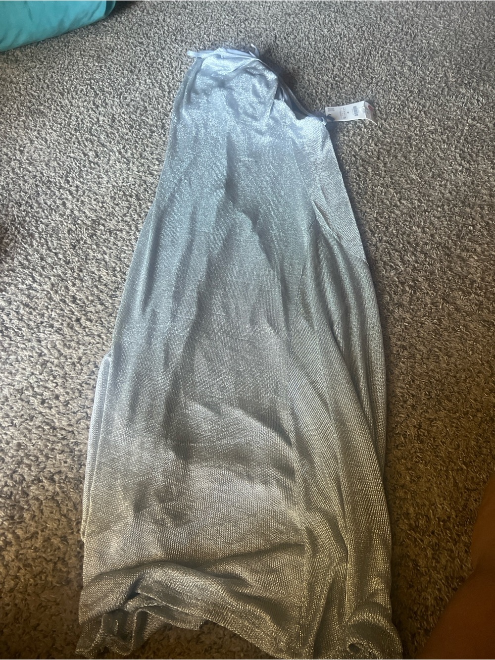 Zara Silver Maxi Skirt with Metallic Sheen